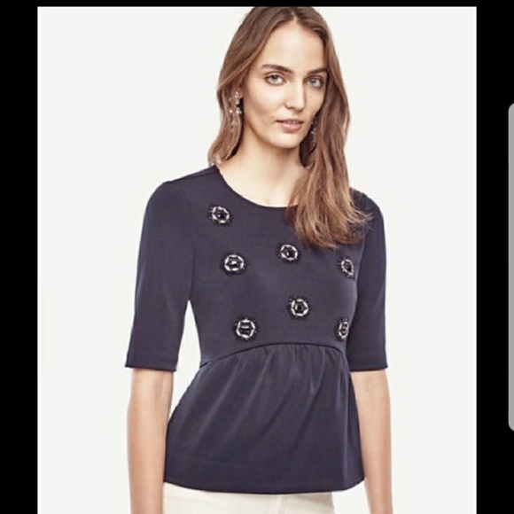 Ann Taylor Tops - ANN TAYLOR BLUE PEPLUM Top Sz Xs